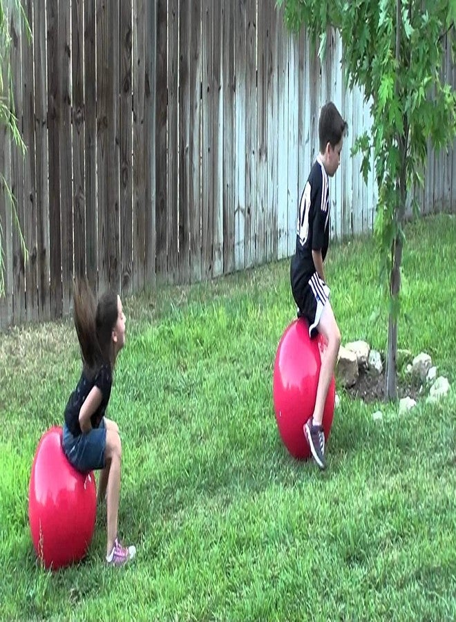 BHAVENA Rubber Hop Ball Inflatable Jumping Hopping Hop Ball for Kid's Rubber Hop Ball Kangaroo Bouncer Bouncy Ball for Kids with Handle Sit and Bounce Ball for Boys Girls with Air Pump - Image 4